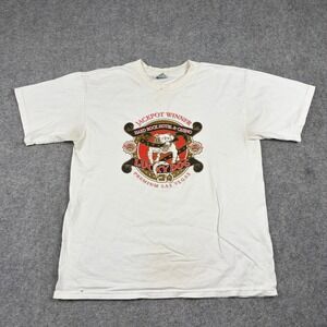 Hard Rock Hotel T Shirt Mens Large White Vintage Lucky Dog Las Vegas Graphic Y2K